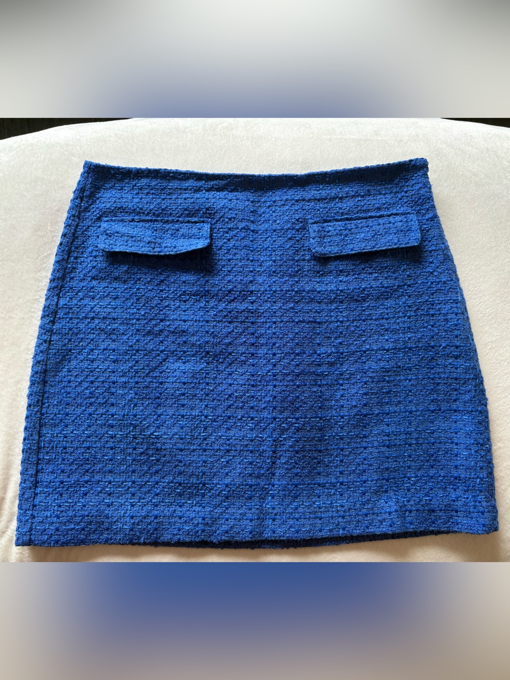 LOFT Cobalt Blue Textured Mini Skirt with Flap Pockets